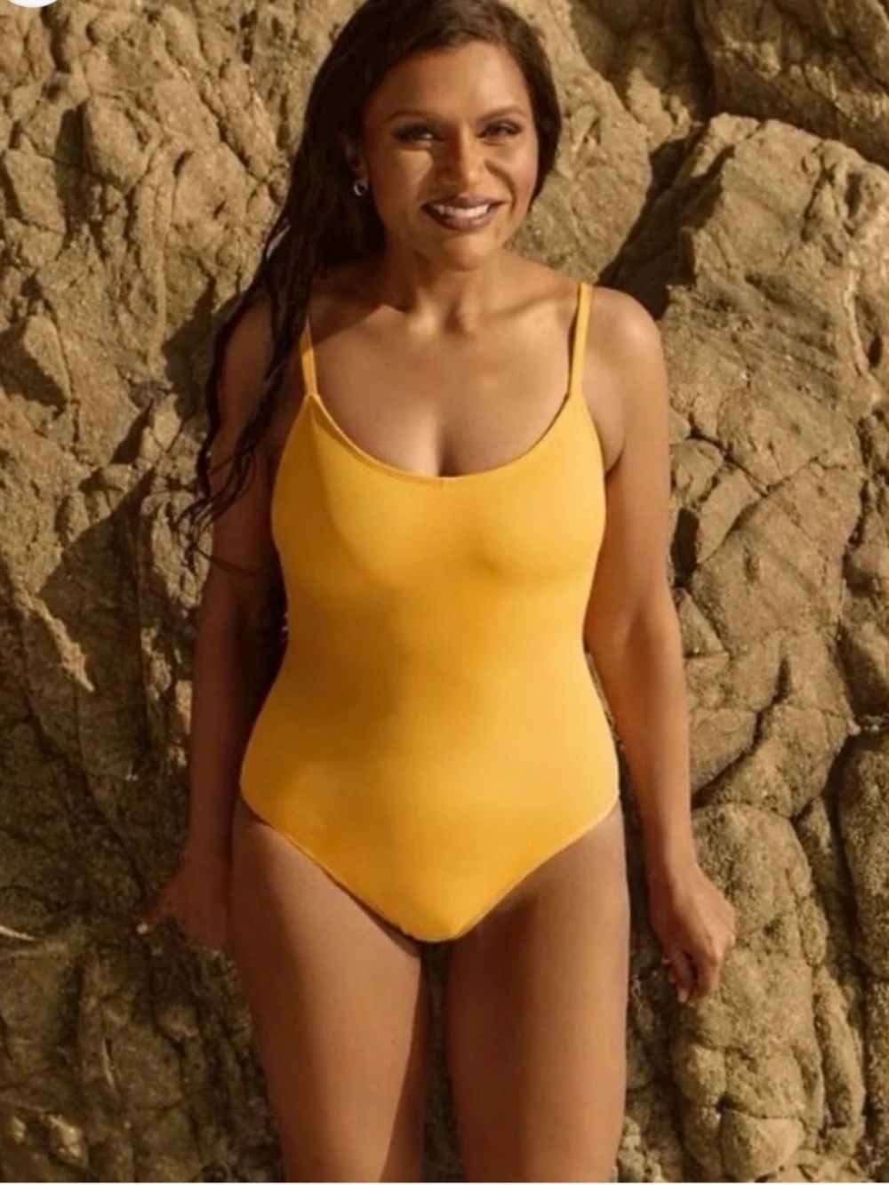 Andie Classic Scoop One-Piece Swimsuit - Mustard Yellow